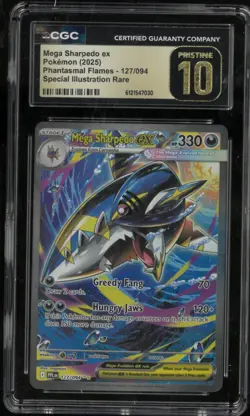 2025 Pokemon Phantasmal Flames Mega Sharpedo ex SIR CGC Pristine 10 127/94 - Image 1