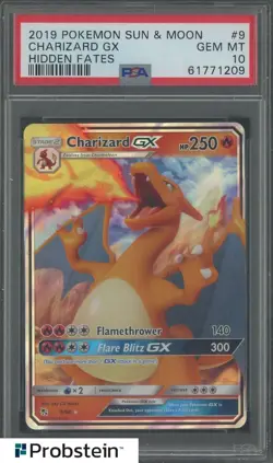 2019 Pokemon Sun & Moon Hidden Fates #9 Charizard Gx PSA 10 GEM MINT - Image 1
