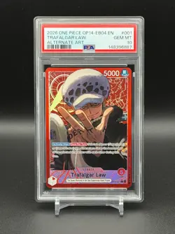 2026 One Piece OP14-EB04 En #001 Trafalgar Law Alternate Art PSA 10 GEM MINT - Image 1