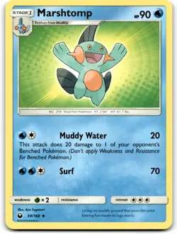 2018 Sun & Moon - Celestial Storm Pokemon Trading Card #34 Marshtomp - Image 1