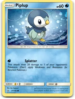 2018 Sun & Moon - Ultra Prism Pokemon Trading Card #31 Piplup - Image 1