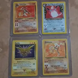 Pokemon TCG 4 card lot LP. Kabutops, Dark Wigglytuff, Zapdos, Hitmonlee - Image 1