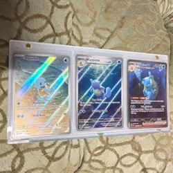 Pokemon MEW Set Squirtle Wartortle Blastoise EX Holo Lot 3 Cards English 2023 - Image 1