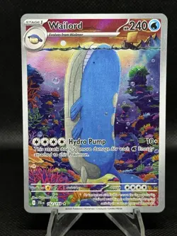 Wailord 162/159 SV09 Illustration Rare Full Art 240 HP Hydro Pump Pokemon TCG - Image 1