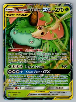 Venusaur & Snivy GX Ultra Rare SM - Cosmic Eclipse 1/236 Pokemon MP - Image 1