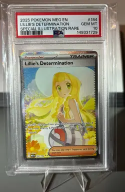 2025 POKEMON MEG EN-MEGA EVOLUTION #184 LILLIE'S DETERMINATION PSA 10 GEM MT - Image 1