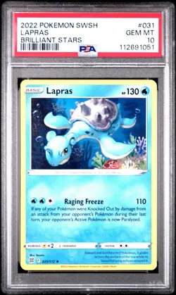 Pokemon:Lapras Brilliant Stars PSA 10 Pop 2 - Image 1