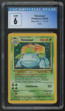 2000 Pokemon Venusaur Base Set 2 Holo #18 CGC 6 - Image 1
