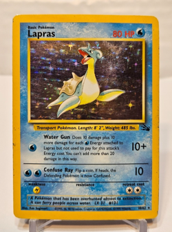 Lapras 10/62 Holo Rare Unlimited Fossil Pokemon 1308 - Image 1