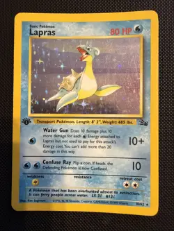Pokemon Fossil 1st Edition - Lapras 10/62 Holo Rare Light Played - Image 1