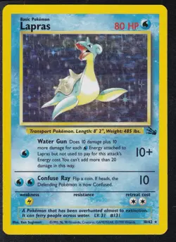 Pokemon Lapras 10/62 Fossil Holo Rare Card WOTC - Image 1