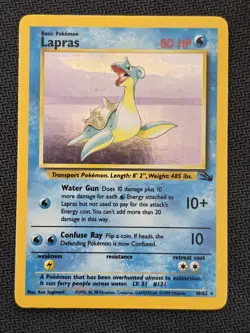 Pokemon TCG Lapras Fossil 10/62 Holo Unlimited Holo Rare - Image 1