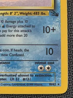Pokemon TCG Lapras Fossil 10/62 Holo Unlimited Holo Rare - Image 4