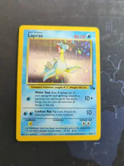 Pokemon Fossil Holo Rare Lapras 10/62 LP+/NM Condition - Image 1