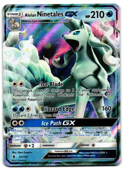 Alolan Ninetales GX 22/145 - Guardians Rising Rare GX Pokemon TCG Holo - LP Card - Image 1