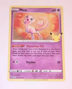 POKEMON CARD MEW 011/025 HOLO CARD GOOD CONDITION - Image 1