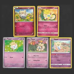 Togepi Pokemon Card Collection Set of 5 English Cards Cute - Image 1