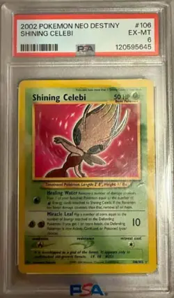 2002 Pokemon TCG Neo Destiny Shining Celebi 106/105 Shining Holo EN PSA 6 - Image 1