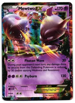 Mewtwo EX 61/162 - BREAKthrough Rare EX Pokemon TCG Holo - DMG Card - Image 1