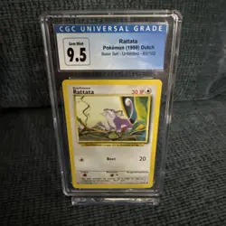 Pokemon 1999 Base Set Unlimited Dutch Rattata 61 CGC Blue Label 9.5/10 GEM MINT - Image 1