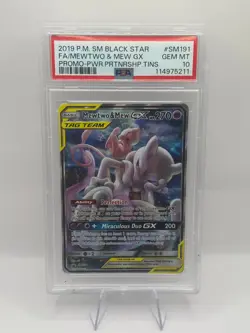POKEMON MEWTWO MEW GX BLACK STAR PROMO SM191 PSA 10 GEM MINT INVEST - Image 1