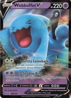 Wobbuffet V 086/202 Ultra Rare Holo SWSH01: Sword & Shield Base Set NM Pokemon - Image 1