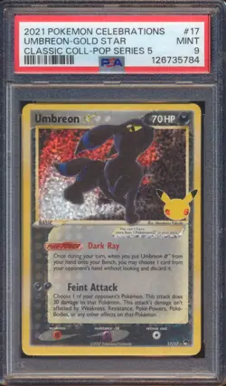 2021 POKEMON CELEBRATIONS UMBREON GOLD STAR CLASSIC SERIES 5 #17 PSA 9! - Image 1