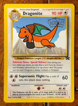 1999 Pokemon Dragonite Movie Promo #5 Black Star WB CLEAN - NM/LP - Image 1