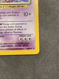 Mewtwo Pokemon 1999 TCG 10/102 Base Set Holo Unlimited Rare LP Condition - Image 4