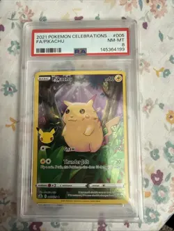2021 POKEMON CELEBRATIONS #005 FULL ART/PIKACHU PSA 8 - Image 1