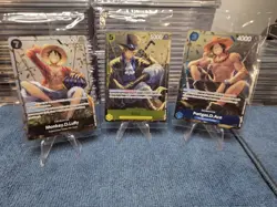 One Piece Three Brothers Bonus Pack Luffy Sabo Ace Foil Alt Art 3 Card Lot - Image 1