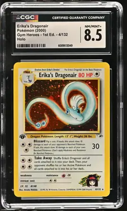 CGC 8.5 Erika's Dragonair Gym Heroes 1st Edition 4/132 Holo Pokemon Card - Image 1