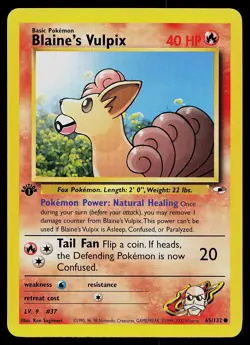 Pokemon Card - Blaine's Vulpix Gym Heroes 65/132 Common 1st Edition - Image 1