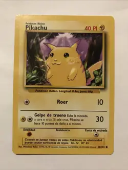 Pokemon Pikachu TCG Base Set Unlimited Common Card 58/102 Spanish - Image 1