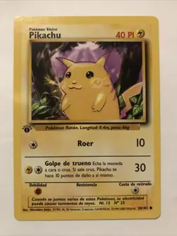 Pokemon Pikachu TCG Base Set 1st Edition Common Card 58/102 Spanish - Image 1