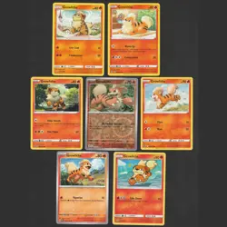 Growlithe Pokemon Card Collection Set of 7 English Cards Cute Vintage Rev Holo - Image 1