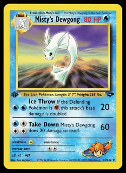 Misty's Dewgong 54/132 Uncommon 1st Edition Gym Challenge Pokemon Card - Image 1