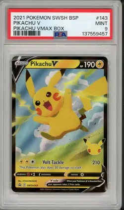 2021 Pokemon Black Star Promo Pikachu V VMAX Box #143 PSA 9 - Image 1