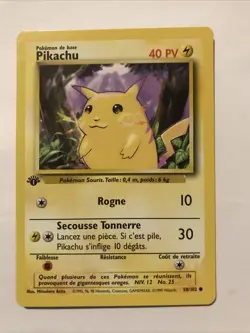 Pokemon Pikachu TCG Base Set 1st Edition Common Card 58/102 French - Image 1