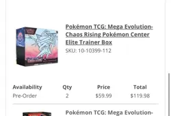 LOT OF 2 Presale Chaos Rising Pokemon Center ETB Elite Trainer Box Pokemon - Image 2