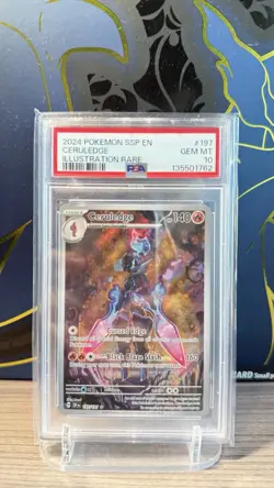 Pokemon 2024 Sv08 Surging Sparks Ceruledge #197 Illustration Rare Holo PSA 10 - Image 1
