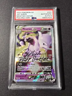 2022 Pokemon Go Mewtwo Vstar Autographed Jay Geode Auto 9 PSA Authentic - Image 1