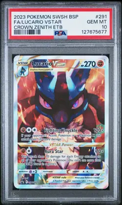 2023 Pokemon Swsh Black Star Promo #291 Fa/Lucario Vstar Crown Zenith Etb PSA 10 - Image 1