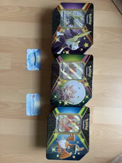 Shining Fates V Tin Bundle ( 3 Tins ) Pokemon Cramorant Eldegoss Boltund Shiny 820650808708 - Image 1