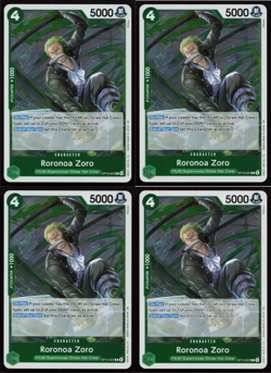 4x One Piece OP13-037 R Roronoa Zoro - ENG - Foil - Playset - TCG - NM/M - Image 1