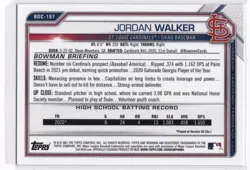 Jordan Walker SAPPHIRE 2021 Bowman Draft #BDC-187 St. Louis Cardinals - Image 2