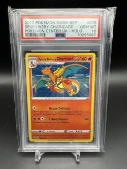 2022 Pokemon Center UK Special Delivery Charizard SWSH075 Promo Holo PSA 10 - Image 1