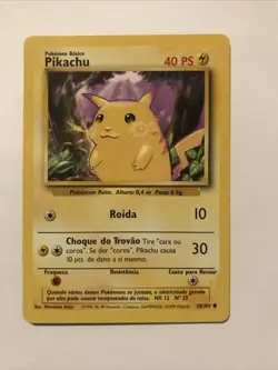 Portuguese Pikachu 58/102 Yellow Cheeks Base Set Pokemon Card - Image 1