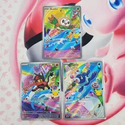 Rowlett 043 + Litten 044 + Popplio 045 - First Partner Pokemon Cards #L290 - Image 1