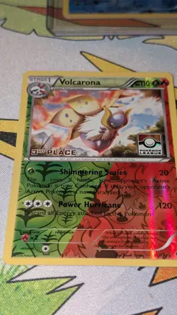 Pokemon Card Volcarona Steam Siege Pokemon League 3rd Place 15/114 Near Mint - Image 3